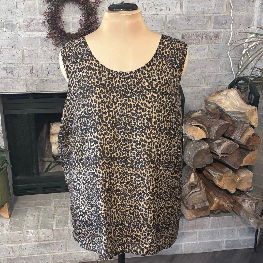 NWT Stunt 100% Silk Animal Print Tank Top/Shell Women’s Size 2X Leopard Cheetah